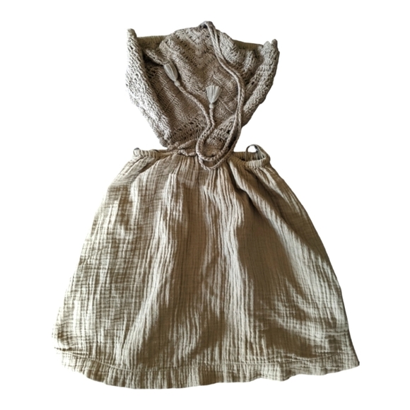 Aerie Pool-To-Party Crochet Halter Mini Dress Women's XS/TP Washed Olive Green - Picture 6 of 15